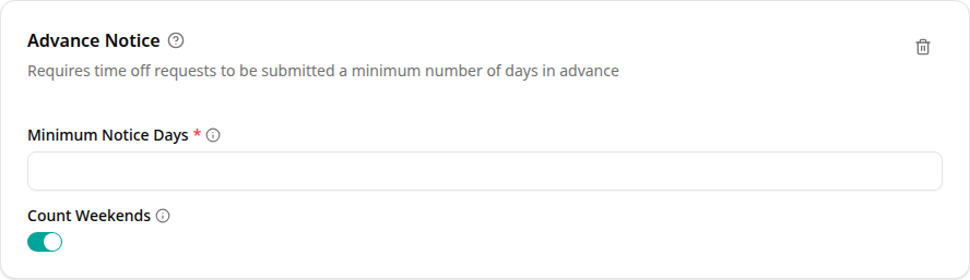 Advance Notice configuration