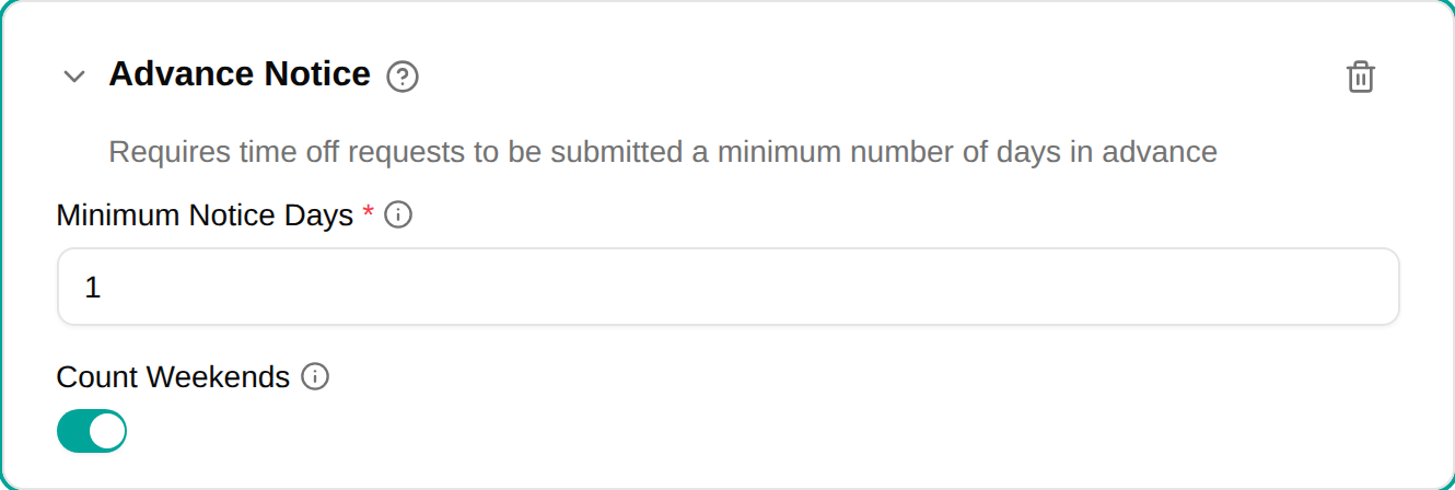 Advance notice configuration