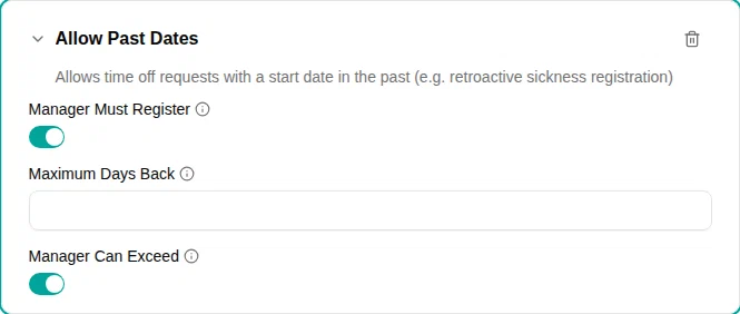 Allow past dates configuration