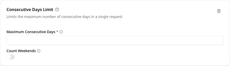 Consecutive Days Limit configuration