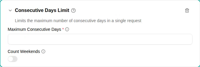Consecutive days limit configuration