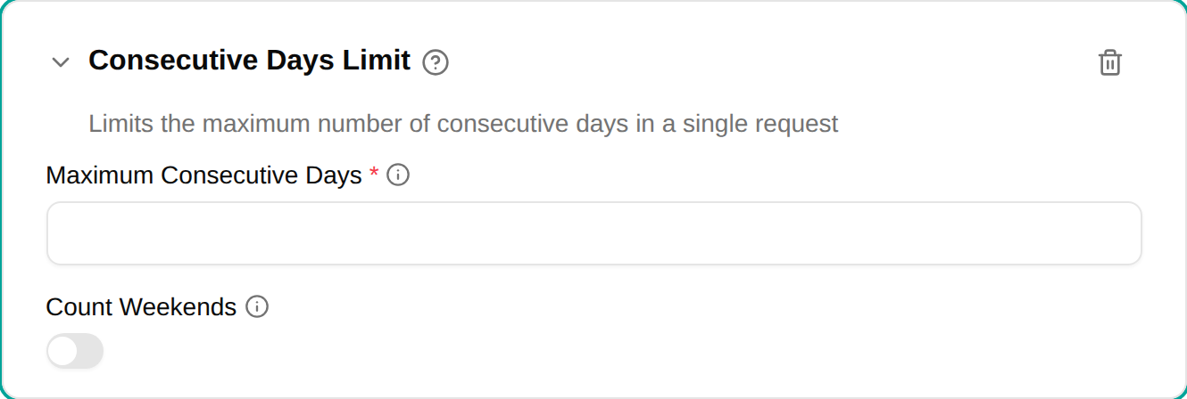 Consecutive days limit configuration