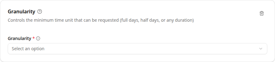 Granularity configuration