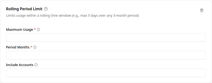 Rolling Period Limit configuration