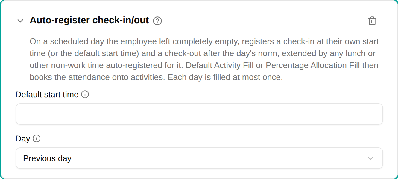 Auto-register check-in/out plugin configuration