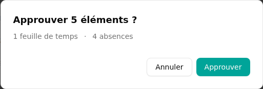 Boîte de confirmation d'approbation en lot