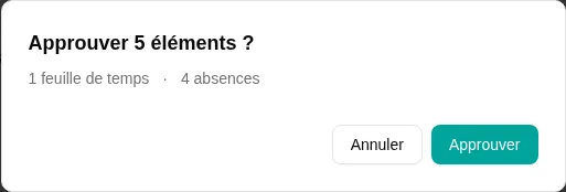 Boîte de confirmation d'approbation en lot