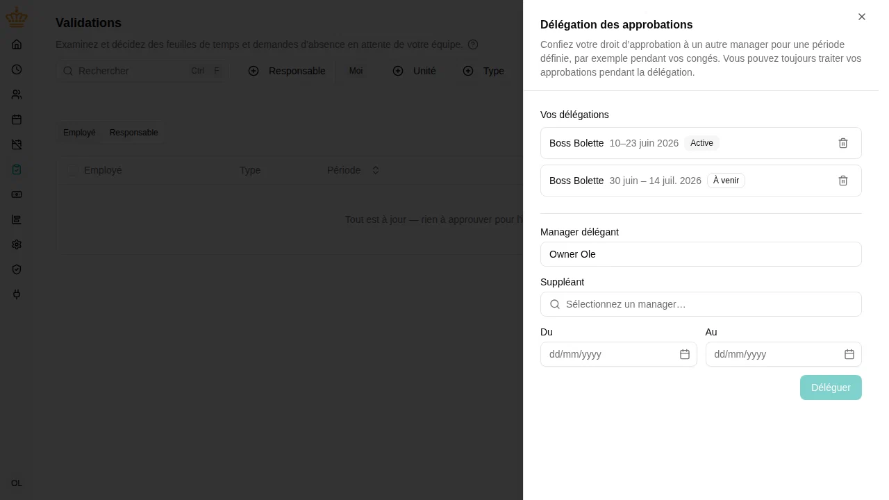 Mise en place d’une délégation d’approbations