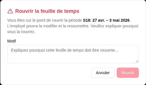 Boîte de confirmation de réouverture