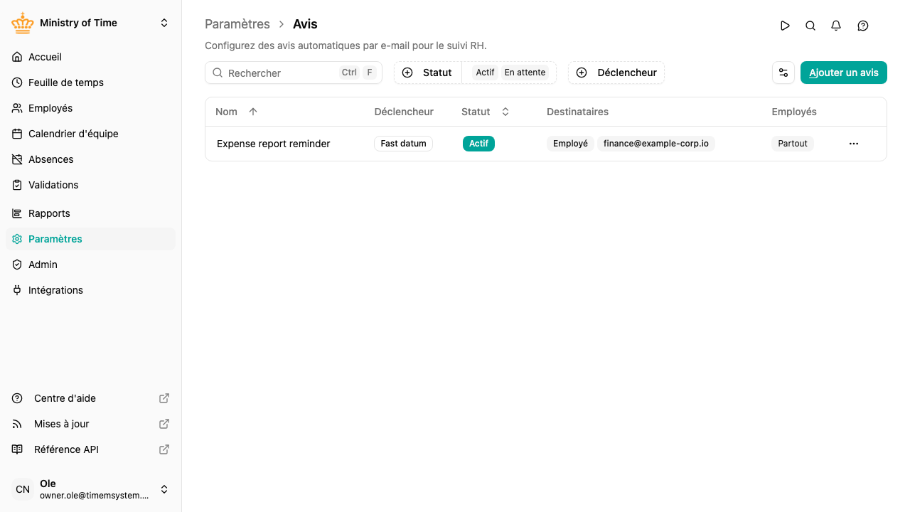 Liste des avis