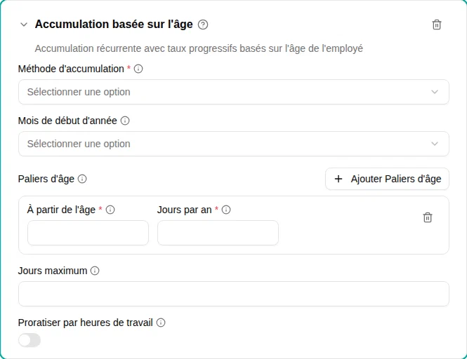 Configuration du plugin Acquisition basée sur l'âge