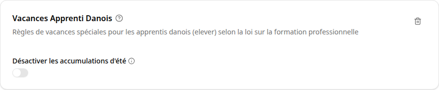 Configuration du plugin Congés apprenti danois