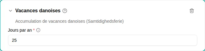 Configuration du plugin Congés danois
