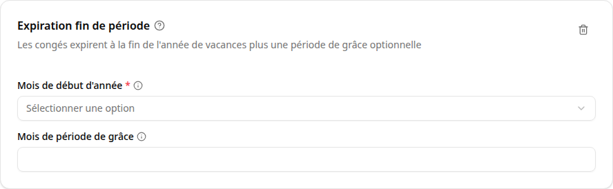 Configuration du plugin Expiration fin de période