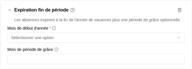 Configuration du plugin Expiration fin de période