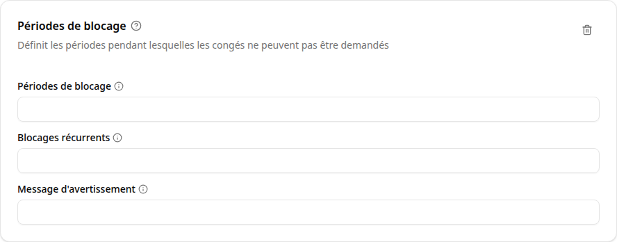 Configuration des périodes d'interdiction