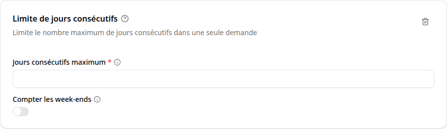Configuration de la limite de jours consécutifs