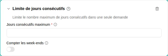 Configuration de la limite de jours consécutifs