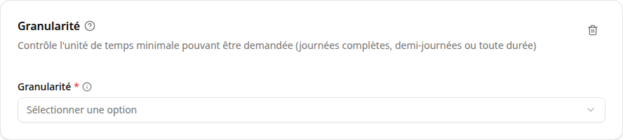 Configuration de la granularité