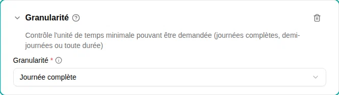 Configuration de la granularité