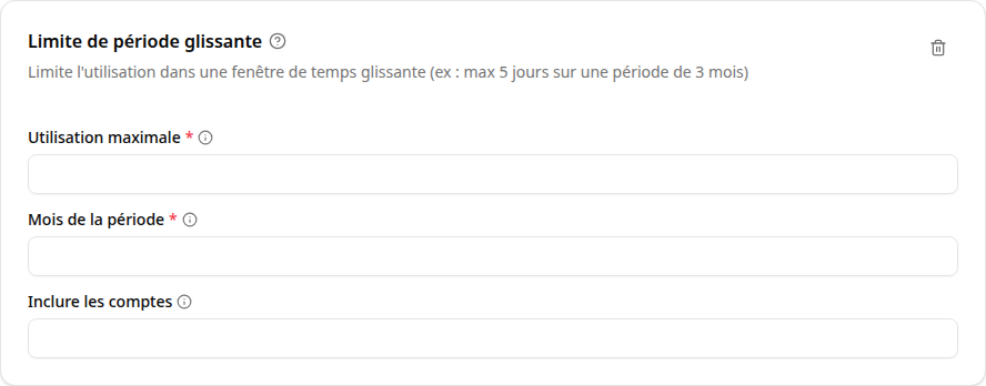 Configuration de la limite de période glissante