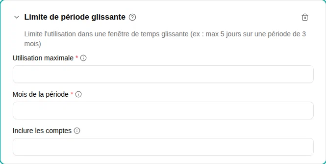 Configuration de la limite de période glissante