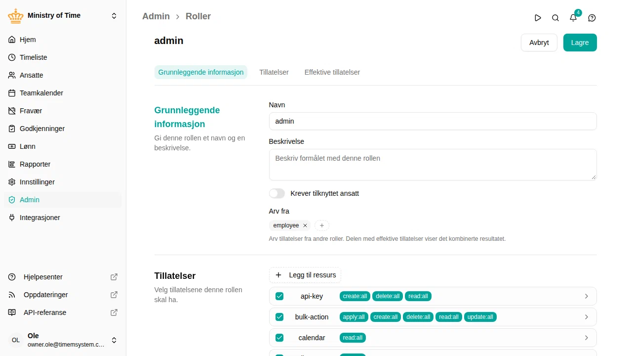Tilpasse en standardrolle