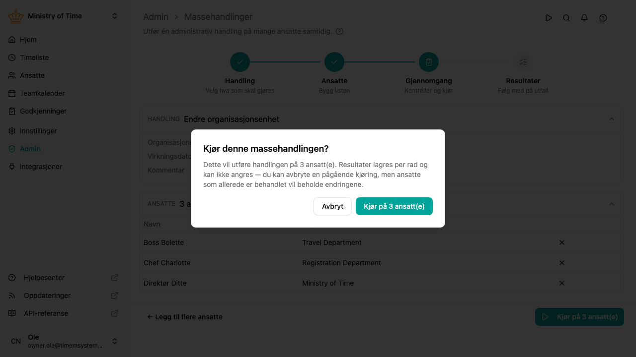Bekreftelsesdialog for kjøring