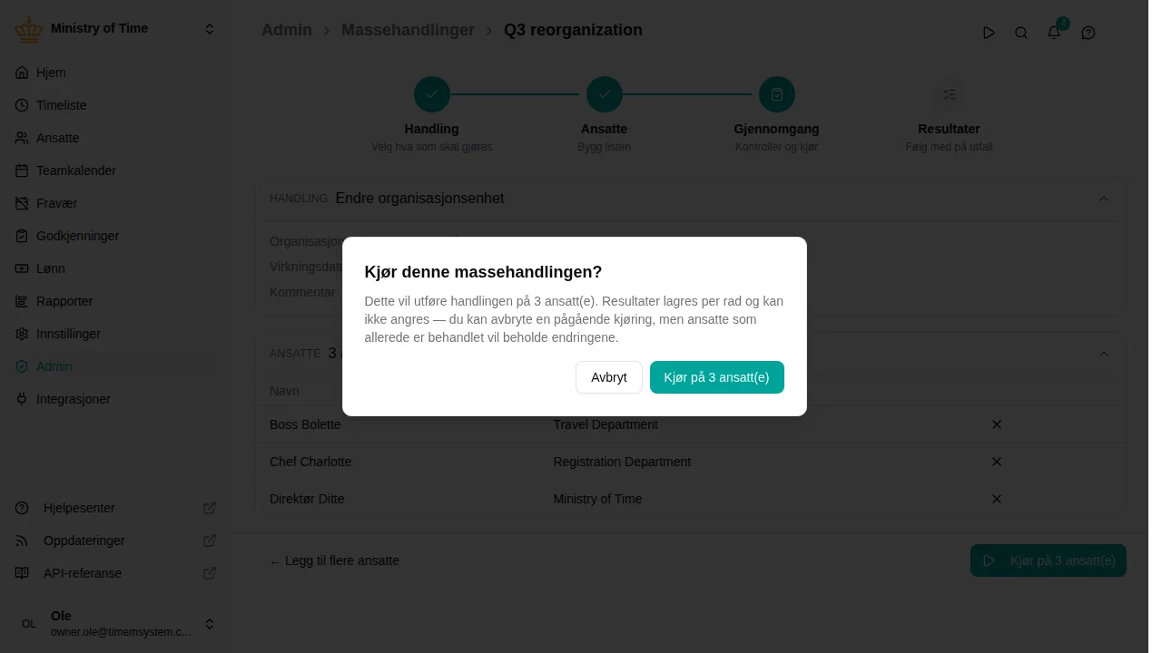 Bekreftelsesdialog for kjøring