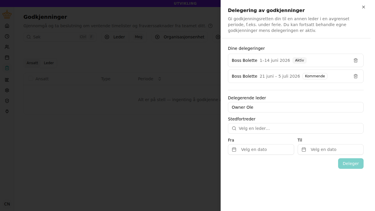 Oppsett av en delegering av godkjenninger