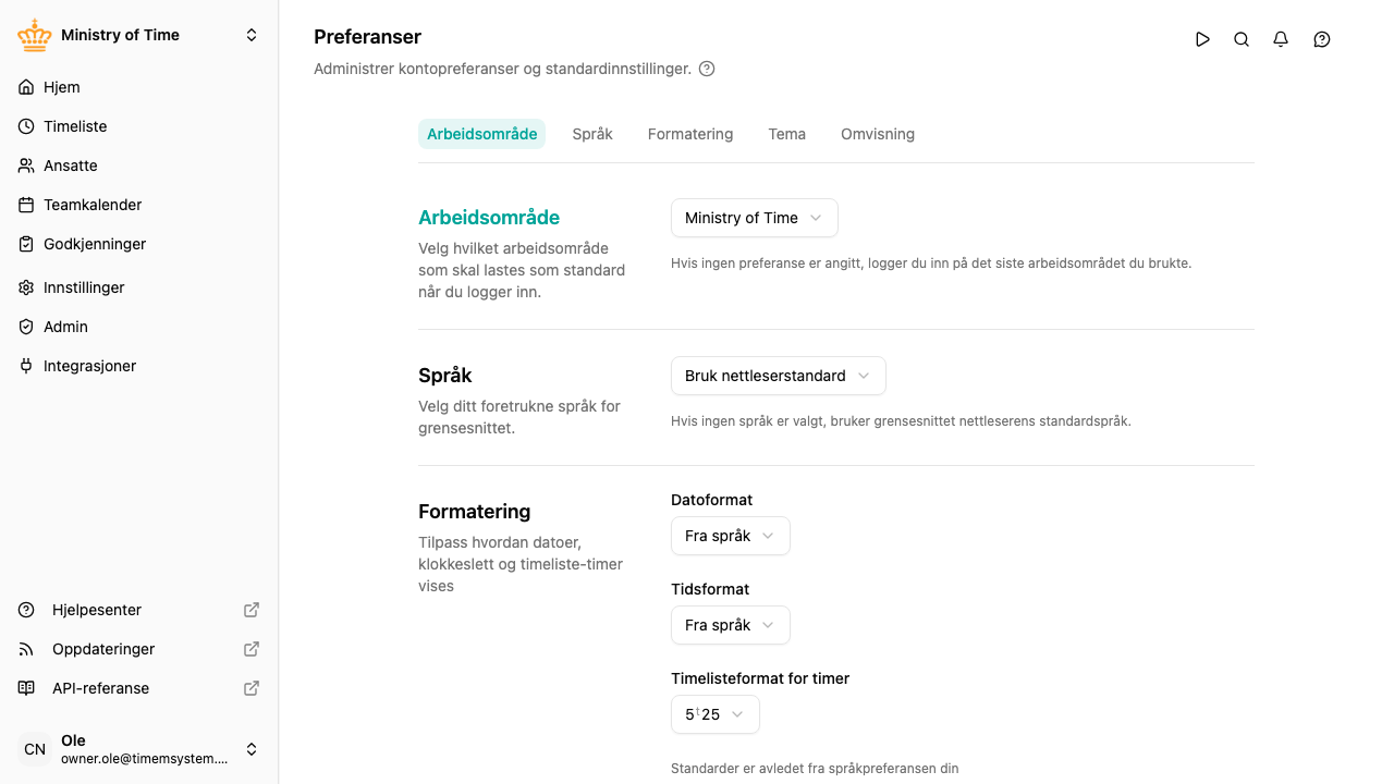 Preferanser-siden