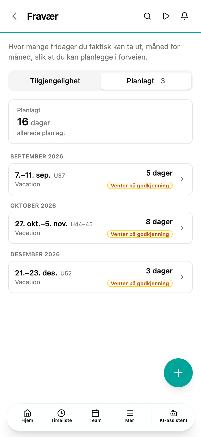 Fanen Planlagt på en telefon med hver bestilling i listen