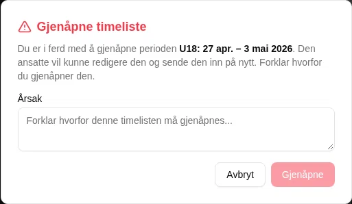 Bekreftelsesdialog for gjenåpning