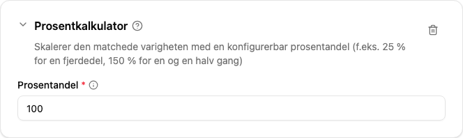 Konfigurasjon av Prosent-kalkulatoren