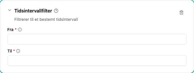 Konfigurasjon av Tidsintervall-filteret