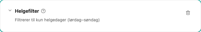 Konfigurasjon av Helg-filteret
