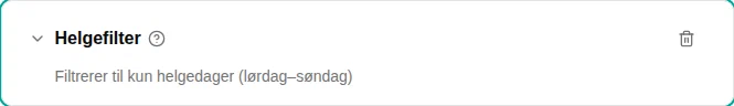 Konfigurasjon av Helg-filteret