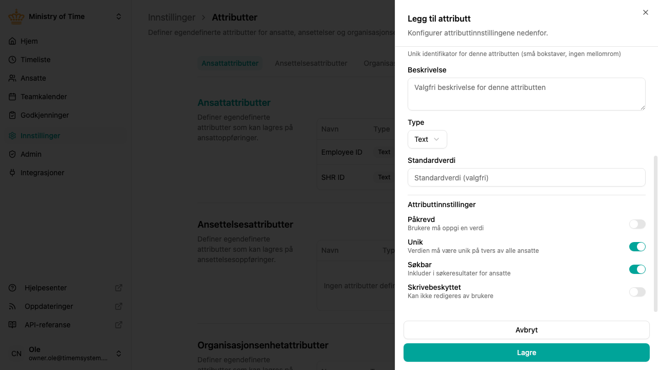 Legge til en egendefinert attributt