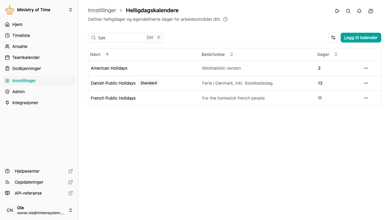 Liste over helligdagskalendere