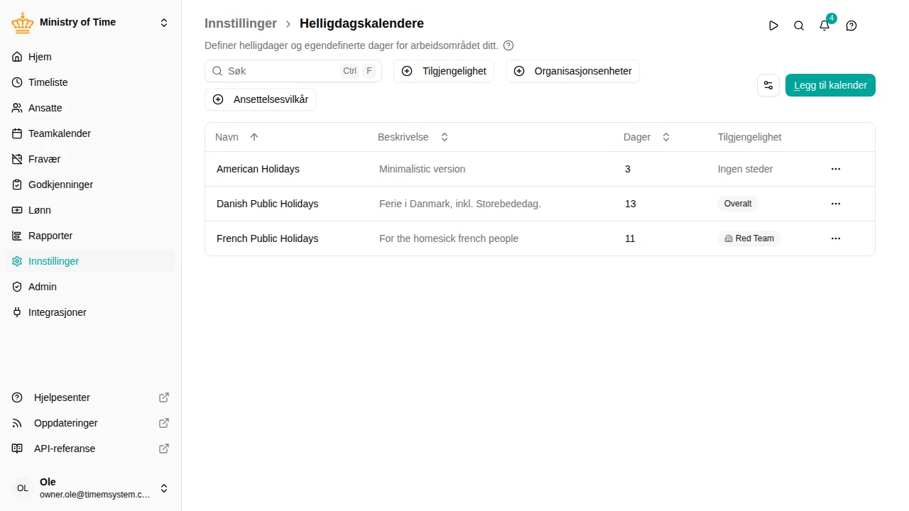 Liste over helligdagskalendere