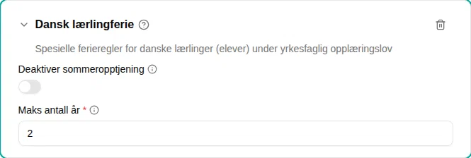 Konfigurasjon av plugin for dansk lærlingeferie