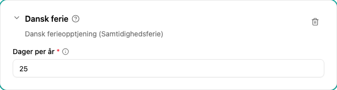 Konfigurasjon av plugin for dansk ferie