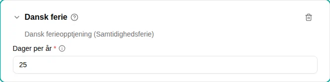 Konfigurasjon av plugin for dansk ferie