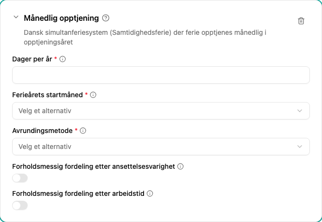 Konfigurasjon av plugin for månedlig opptjening