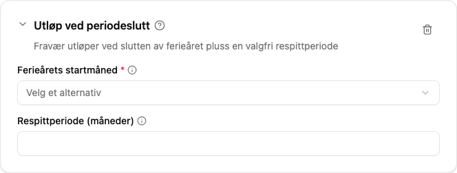 Konfigurasjon av plugin for utløp ved periodeslutt