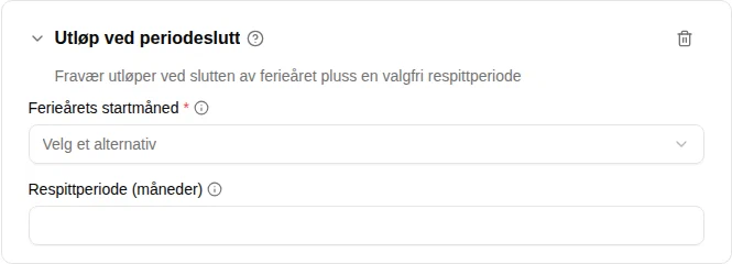 Konfigurasjon av plugin for utløp ved periodeslutt