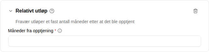 Konfigurasjon av plugin for relativt utløp