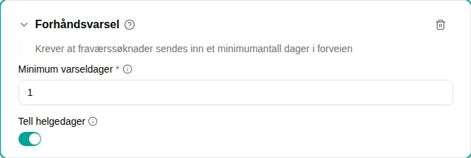Konfigurasjon av forhåndsvarsel