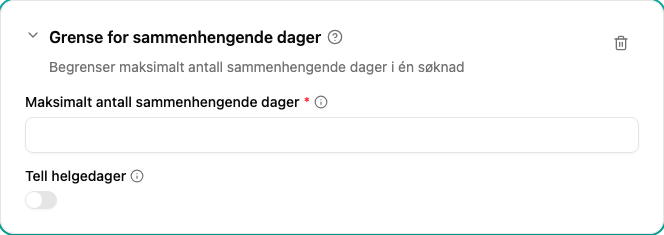 Konfigurasjon av grense for sammenhengende dager