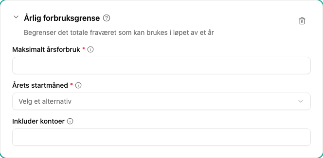 Konfigurasjon av årlig bruksgrense